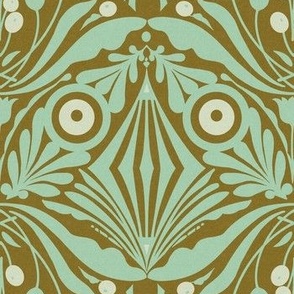 Medium Scale // Decorative Botanical Abstract Hand-drawn Design - Mint Green and Moss Olive Green