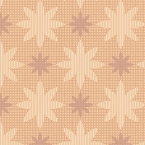 Starflower peaches & creams - checked background stripes