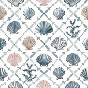 watercolor seashell grid