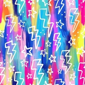 Lightning bolts and stars bright paint abstract