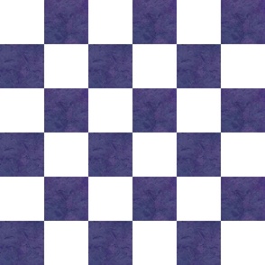 Modern Textured Purple and White Checkerboard - Large Scale 3 Inch Squares