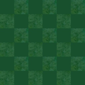 Textured Tone on Tone Dark Green) Checkerboard - Large Scale 3 Inch Squares
