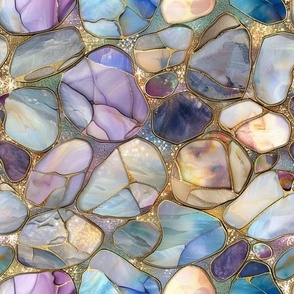 Stained Glass Watercolor Purple Glittery Garden Stones