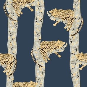 Wildlife in Africa - Leopard in tree on dark blue