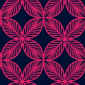 Navy and hot pink, leaves, leaf modern 