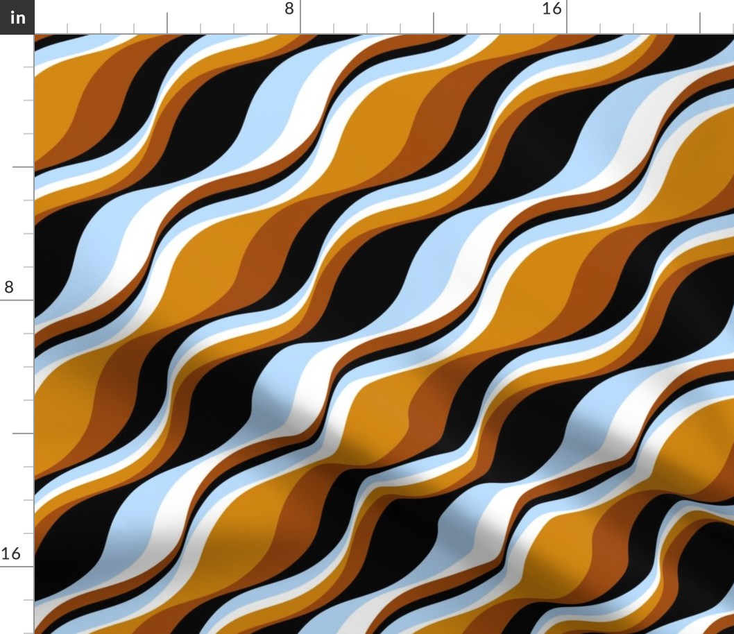 Retro psychedelic diagonal waves brown