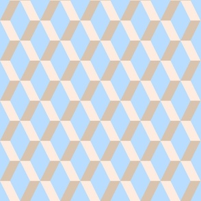 Retro neutral diamonds grid sky blue beige