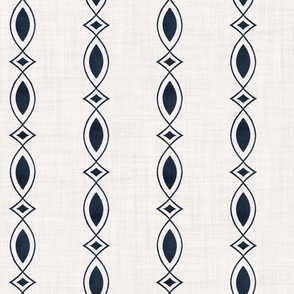 Japandi geometric white textured indigo blue - large scale
