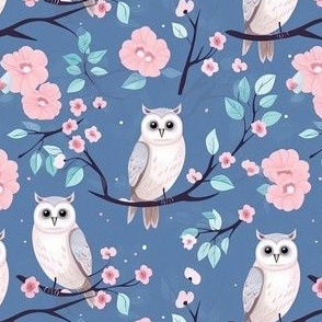 Smaller Owls and Cherry Blossoms 