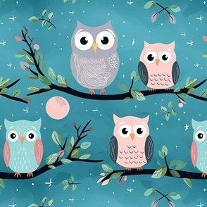 Smaller Sweet Owls Turquoise