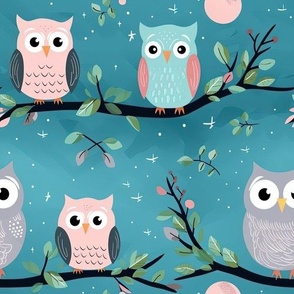 Sweet Owls Turquoise