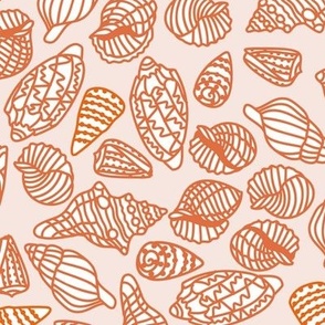 Sea Shells orange on blush pink