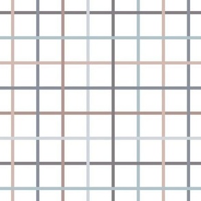 Neutral  Windowpane Grid Plaid Pattern with White Background - Small
