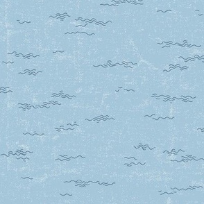 Wavy light cerulean blue textured ocean ripples