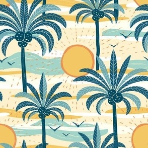 Tropical Palm Tree. Summer Beach Sea Vintage Design