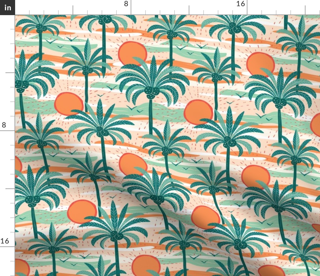 Tropical Palm Tree. Summer Beach Sea Vintage Design