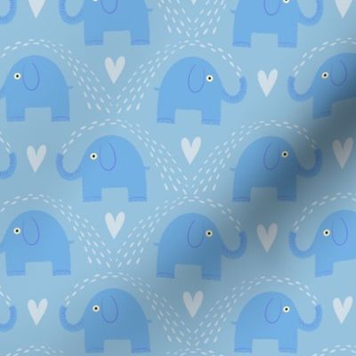 Blue elephant ditsy