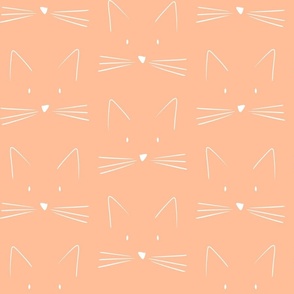cat - peach fuzz abby cat - pantone color of the year 2024 - line art cute cat - cat fabric