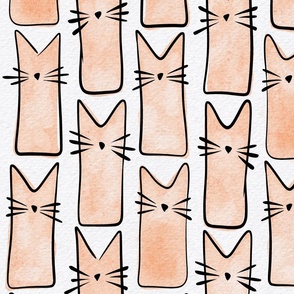 cat - peach fuzz buddy cat - pantone color of the year 2024 - watercolor adorable cat - cute cat fabric