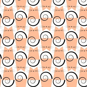 cat - peach fuzz figaro cat - pantone color of the year 2024 - cute geometric cats - cat fabric and wallpaper