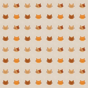 Cute cats: Ginger, Brown and Blonde Kitten Heads on Beige Background (small)