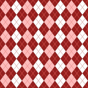 Red White Seamless Argyle Pattern