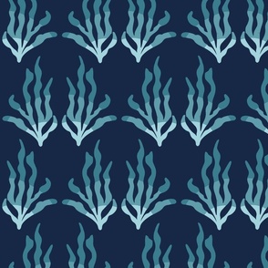 Wavy Seaweed Stripe in Blue and Navy SMALL