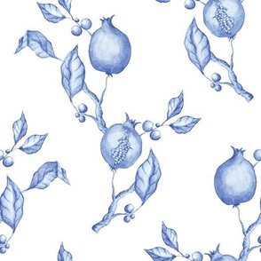 Pomegranates 2 Blue and White