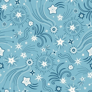 Sparkly Night Stars (large), cool blue
