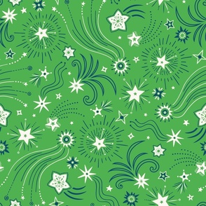 Sparkly Night Stars (large), frog green