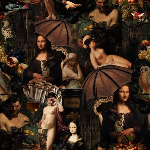 18" Gothic Steampunk Renaissance: The Mystic Dark Night of Mona Lisa - the deepest green
