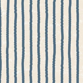 wavy stripes dark ocean blue on textured off-white background