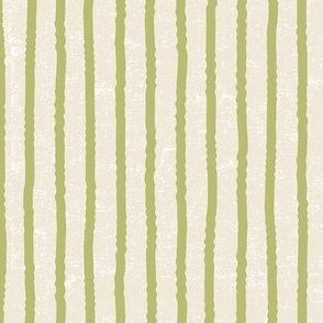 wavy stripes khaki spring green on textured off-white background
