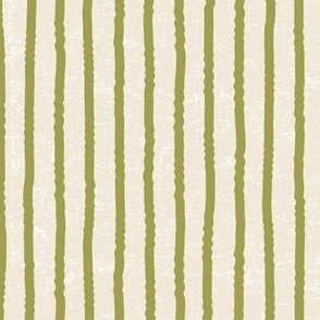 wavy stripes olive green on textured off-white background
