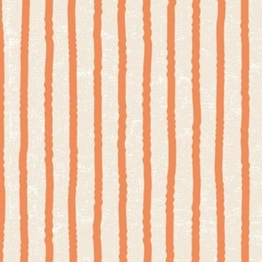 wavy stripes pumpkin orange on textured off-white background