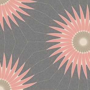 Sleek Gray Tan Peach Circular Saw Modern Pattern on Textured Gray Background