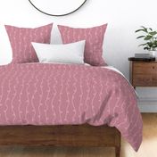 Dusky Pink Soft Stripes - Dark Blush Contemporary Loopy Doodle Wallpaper