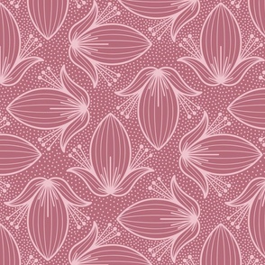 Dusky Pink Abstract Floral – Dark Blush Botanical Art Deco Illustration Statement Wallpaper