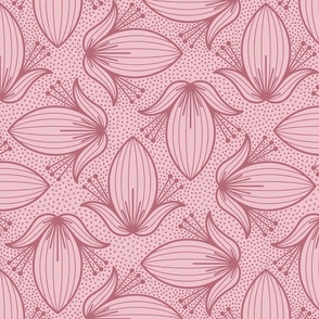 Dusky Pink Abstract Floral – Light Blush Botanical Art Deco Illustration Statement Wallpaper