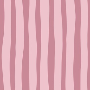 Dusky Pink Wavy Stripes - Dark Blush Contemporary Thick Soft Stripe Wallpaper