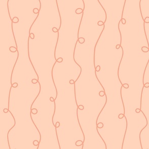 Peach Fuzz Soft Stripes - Bright Salmon Blush Contemporary Loopy Doodle Wallpaper