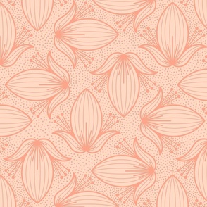 Peach Fuzz Abstract Floral – Light Salmon Blush Botanical Art Deco Illustration Statement Wallpaper