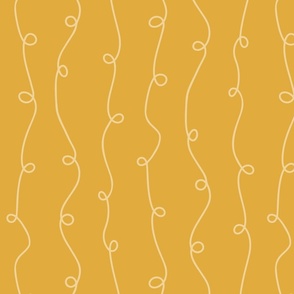 Yellow Ochre Soft Stripes - Bright Mustard Contemporary Loopy Doodle Wallpaper
