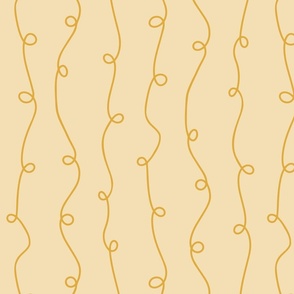 Yellow Ochre Soft Stripes - Light Mustard Contemporary Loopy Doodle Wallpaper