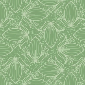 Sage Green Abstract Floral – Bright Matcha Botanical Art Deco Illustration Statement Wallpaper