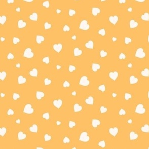 Happy Sunshine Yellow and White Scattered Hearts