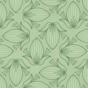 Sage Green Abstract Floral – Light Matcha Botanical Art Deco Illustration Statement Wallpaper