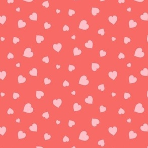 Pink Monochrome Scattered Love Hearts Small Scale