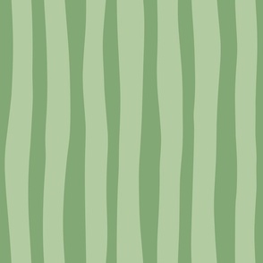 Sage Green Wavy Stripes - Dark Matcha Contemporary Thick Soft Stripe Wallpaper