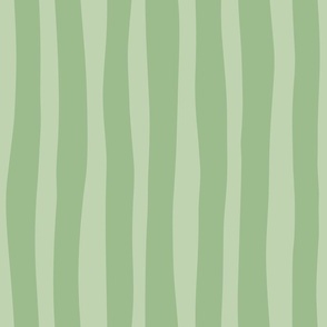 Sage Green Wavy Stripes -  Light Matcha Contemporary Thick Soft Stripe Wallpaper